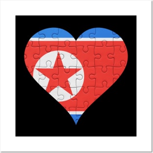 North Korean Jigsaw Puzzle Heart Design - Gift for North Korean With North Korea Roots Posters and Art